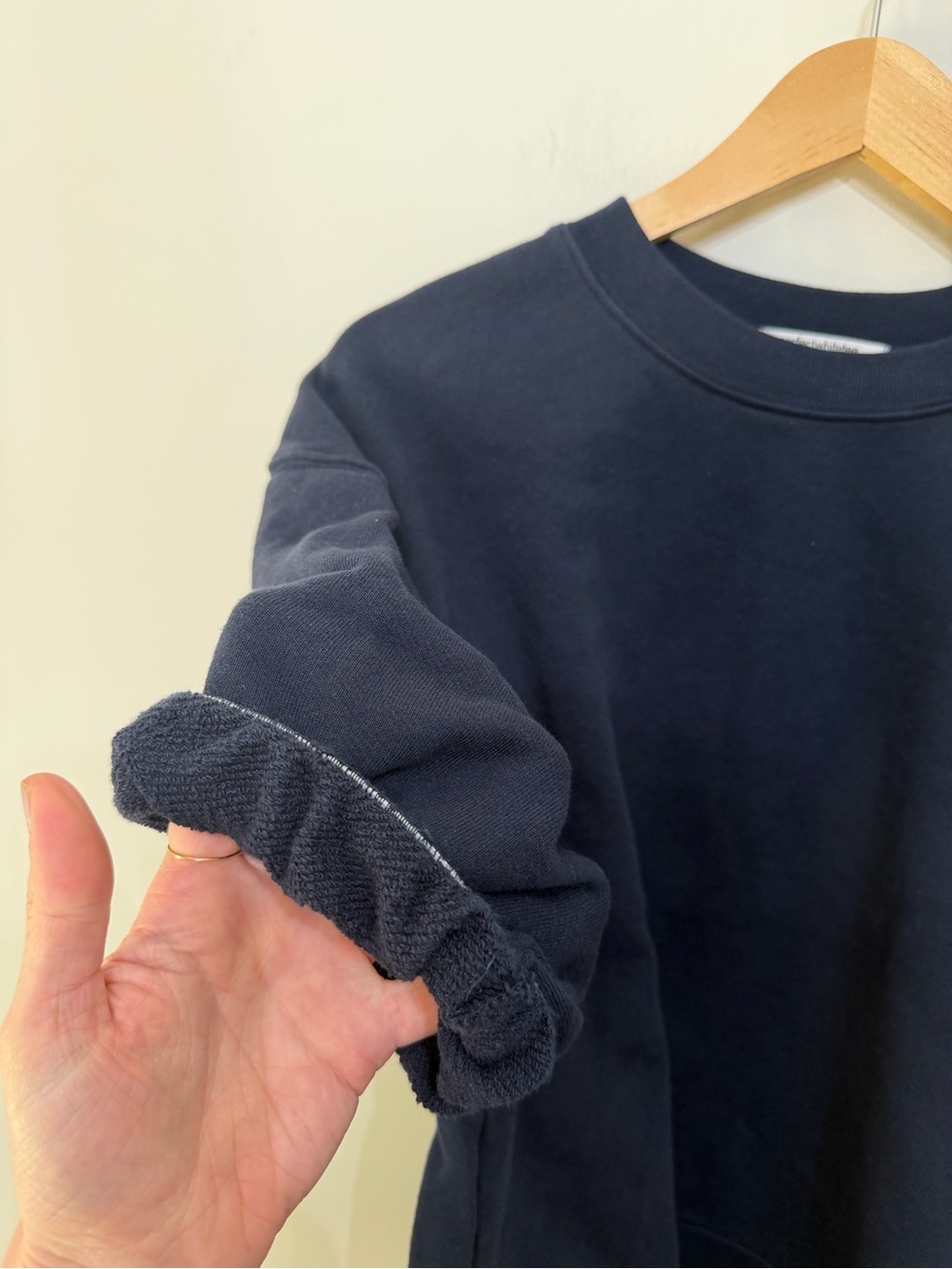 Perfectwhitetee Rebecca Terry 3/4 Puff Sleeve Sweatshirt Top Navy Blue Women’s M - Picture 3 of 9
